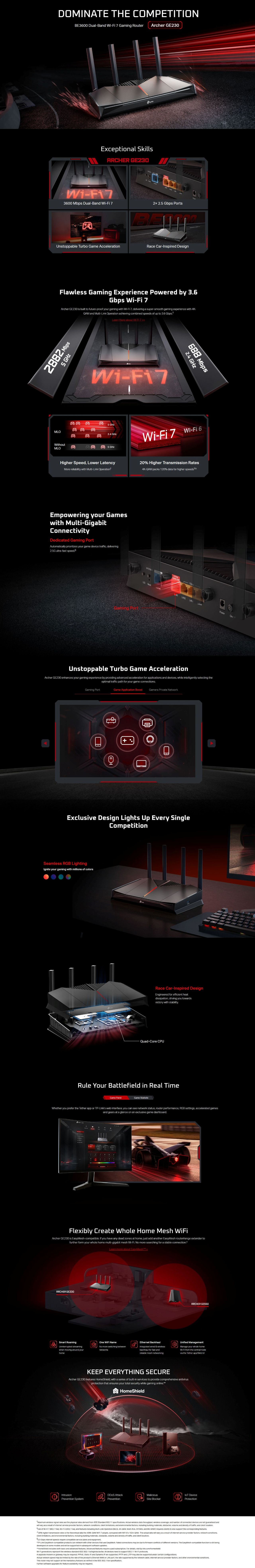 TP-Link Archer GE230 BE3600 Dual-Band Wi-Fi 7 Gaming Router