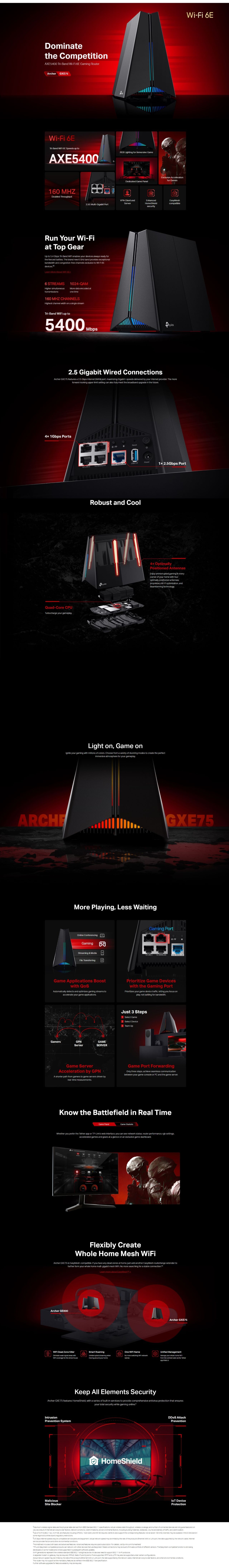 TP-Link Archer GXE75 AXE5400 Tri-Band Wi-Fi 6E Gaming Router