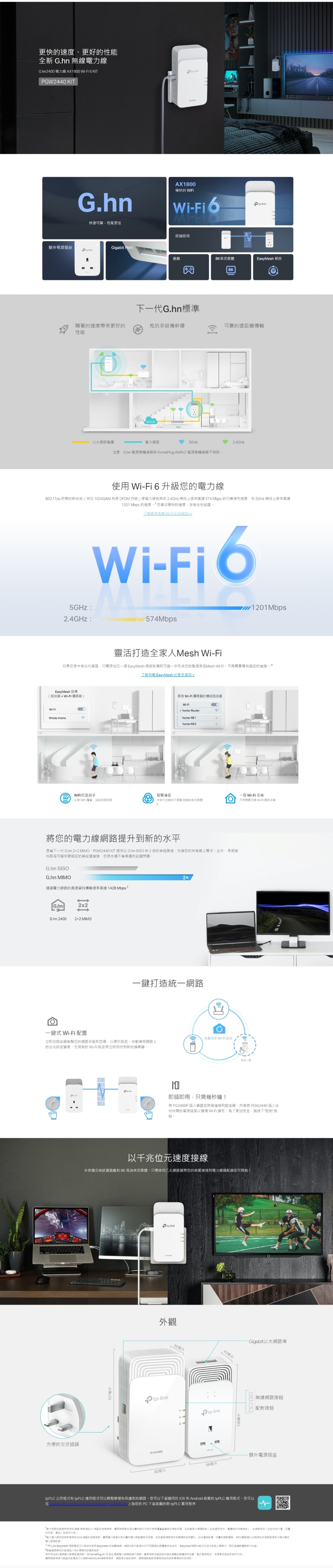 TP-Link PGW2440KIT G.hn2400 Powerline AX1800 Wi-Fi 6 套裝