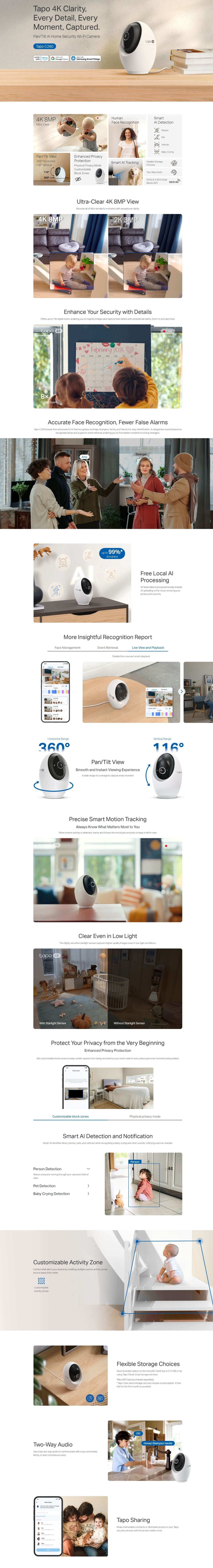 TP-Link Tapo C260 4K Pan/Tilt AI Home Security Wi-Fi Camera