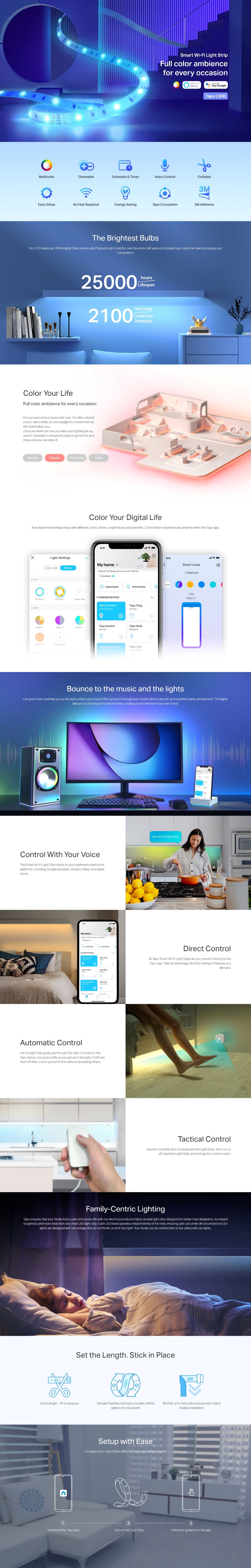 TP-Link Tapo L900-5 Smart Wi-Fi Light Strip, 5M