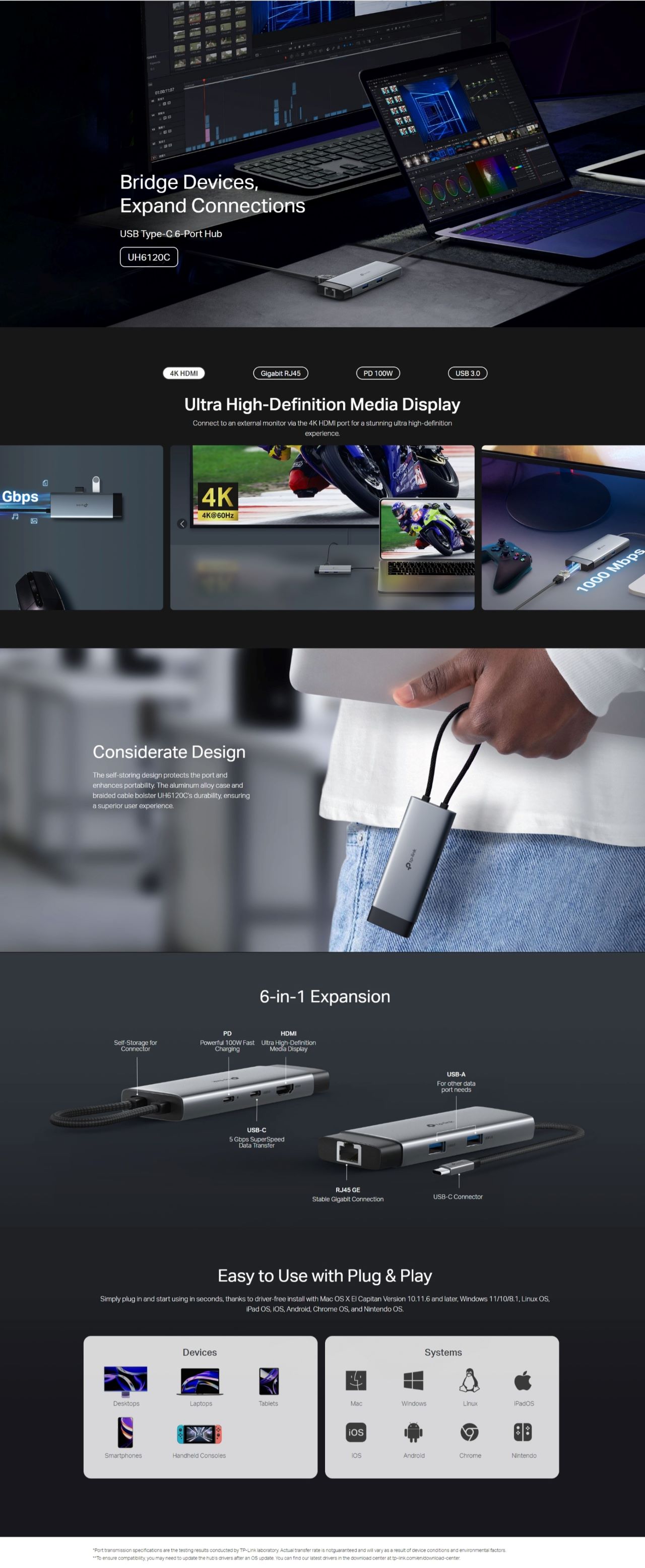 TP-Link UH6120C USB Type-C 6-Port Hub