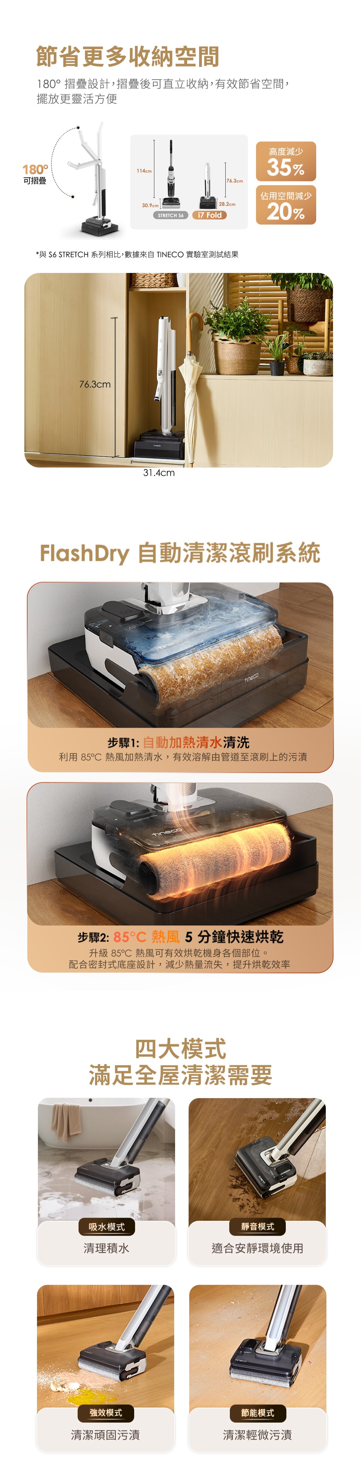 Tineco Floor One i7 Fold 輕盈折疊吸塵洗地機