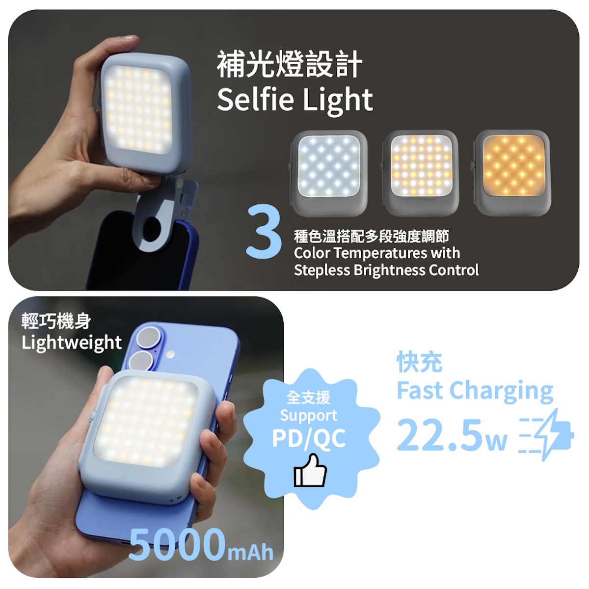 Torrii LUNA LED 補光燈磁吸式無線行動電源