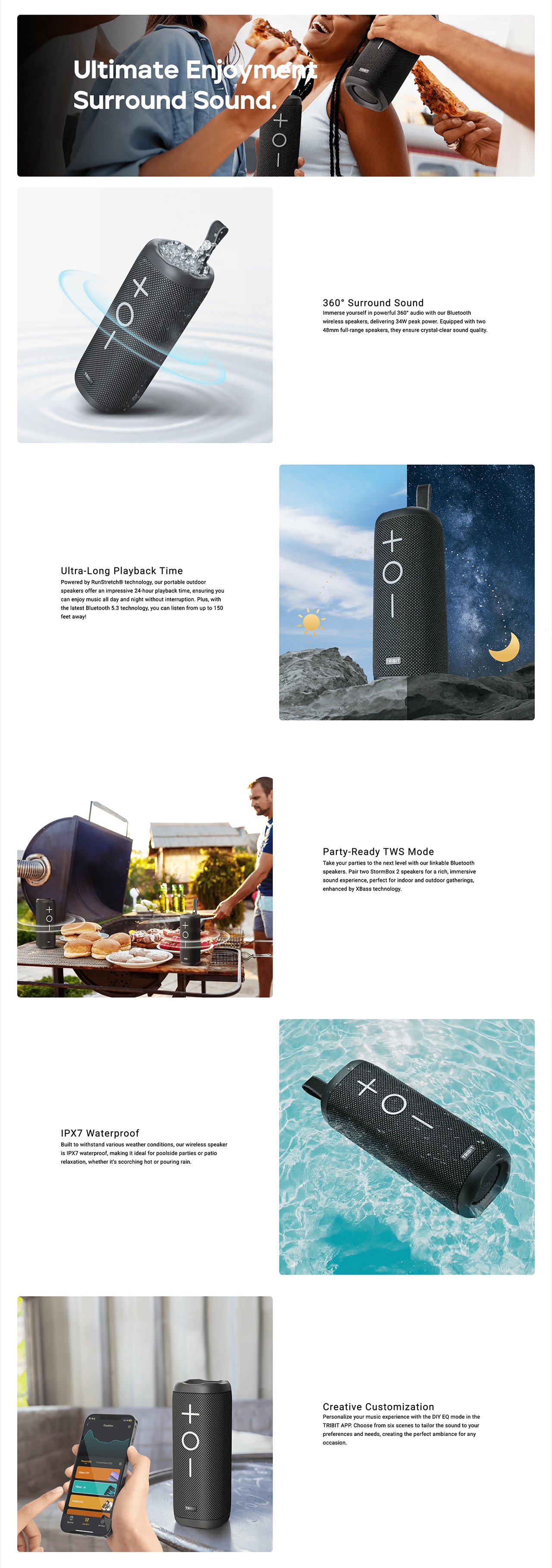 Tribit StormBox 2 Portable Waterpoof Bluetooth Speaker