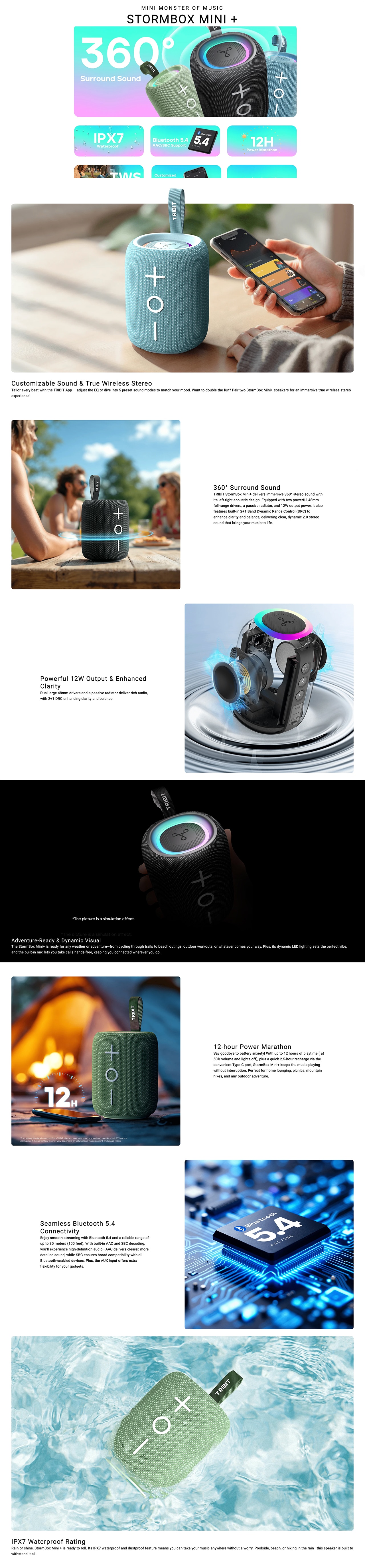 Tribit StormBox Mini+ Portable Waterproof Bluetooth Speaker