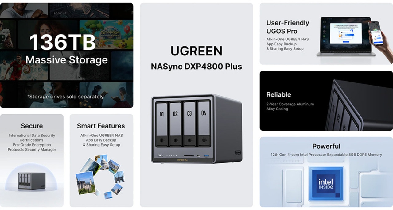 UGREEN 綠聯 NASync DXP4800 Plus 4-Bay NAS