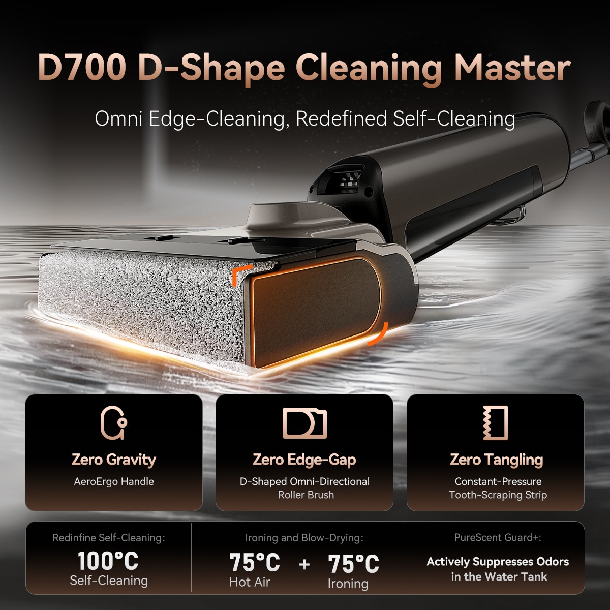 UWANT D700「D」Shaped Flat-Lying Deodorizing Wet Dry Vacuum