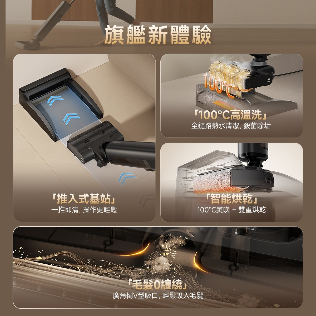 UWANT D700Pro「D」Shaped Flat-Lying Deodorizing Wet Dry Vacuum