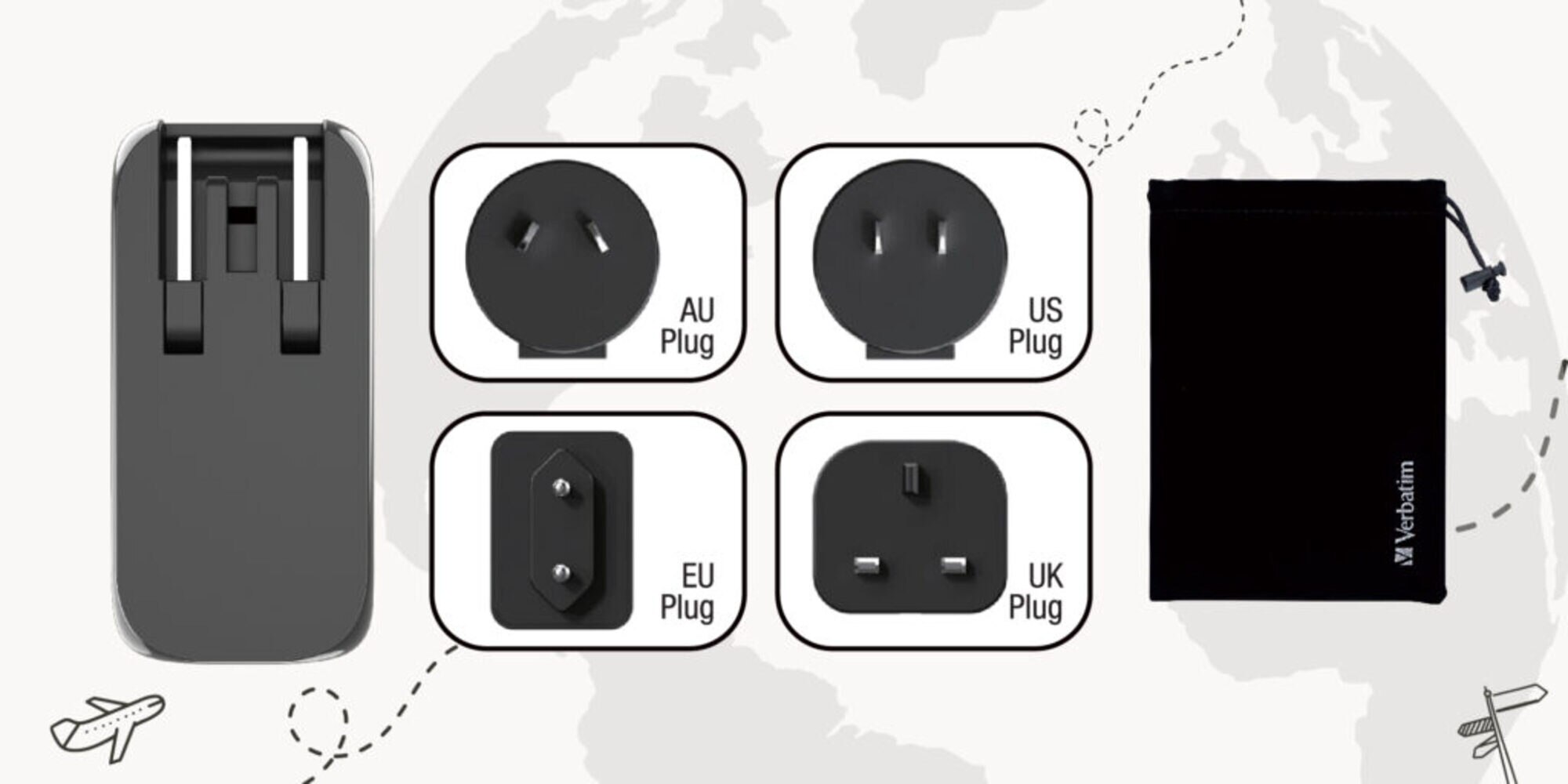 VERBATIM 4 Port 100W PD 3.0 & QC 3.0 GaN Travel Charger #66967