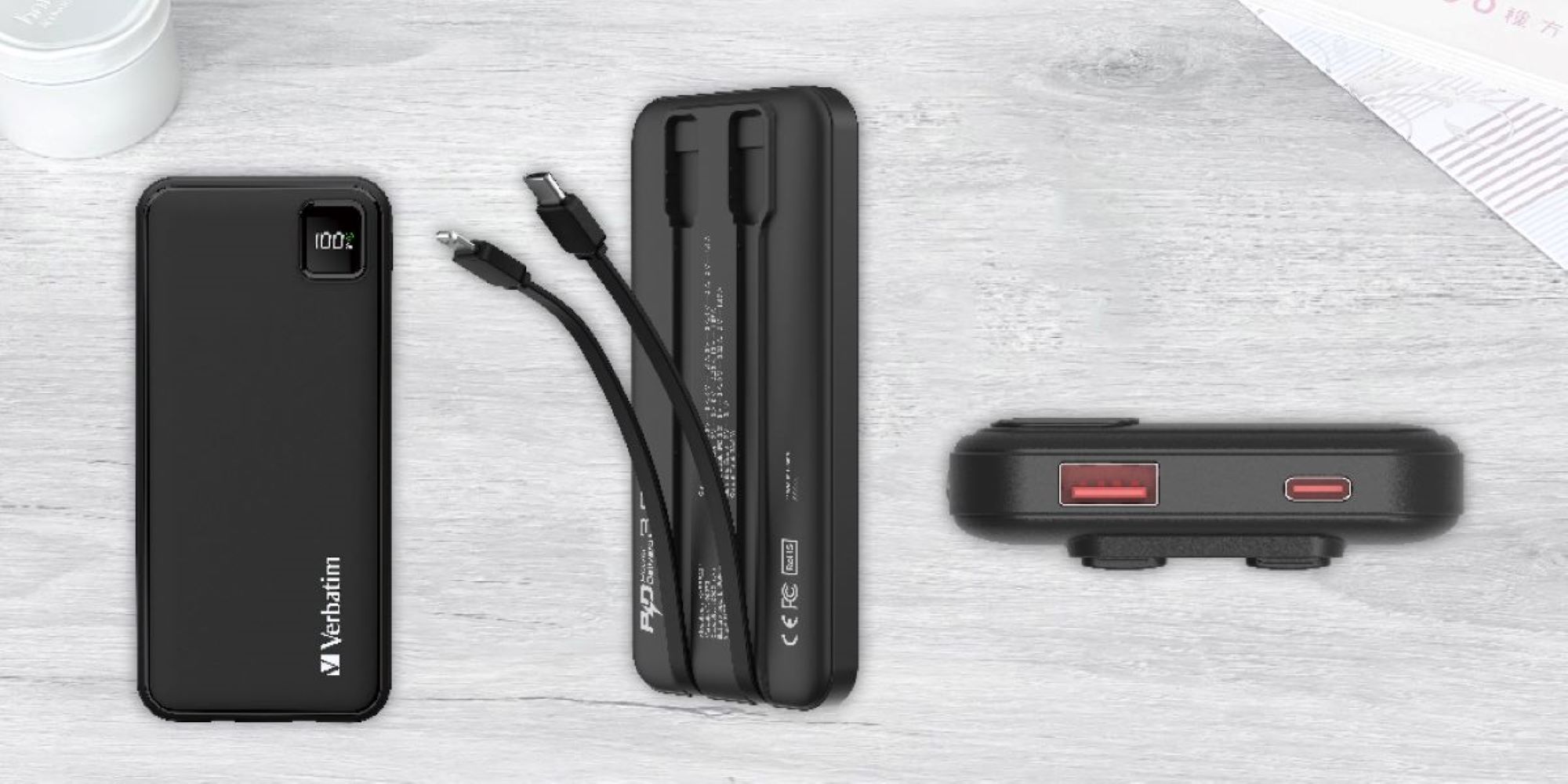 VERBATIM 10000mAh PD 3.0 & QC 3.0 Power Pack with embedded cables Power Bank