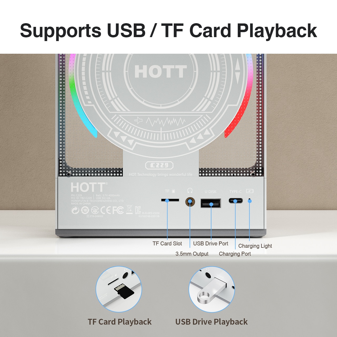 HOTT portable Bluetooth Desktop CD Player
