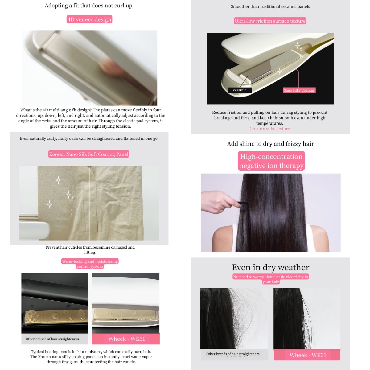 Wheek WK-31-NanoSilk 2-in-1 Negative Ion Hair Dryer & Straightener