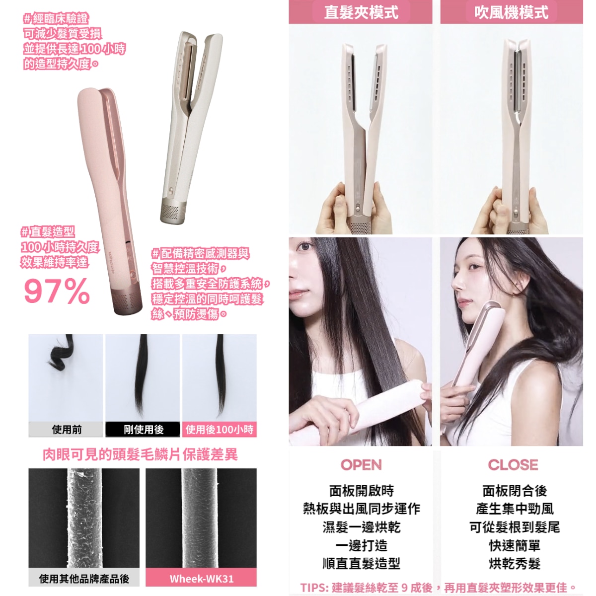 Wheek WK-31-NanoSilk奈米絲柔二合一負離子吹風直髮器