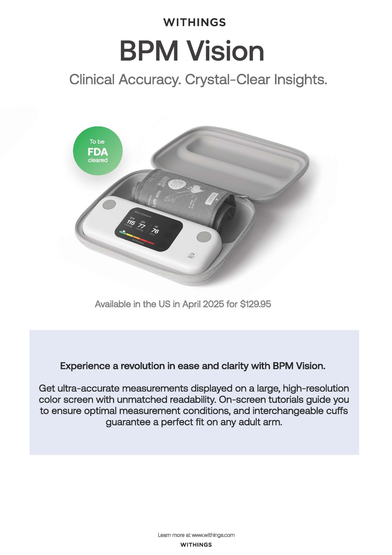 Withings BPM Vision 高解析度彩色螢幕血壓計