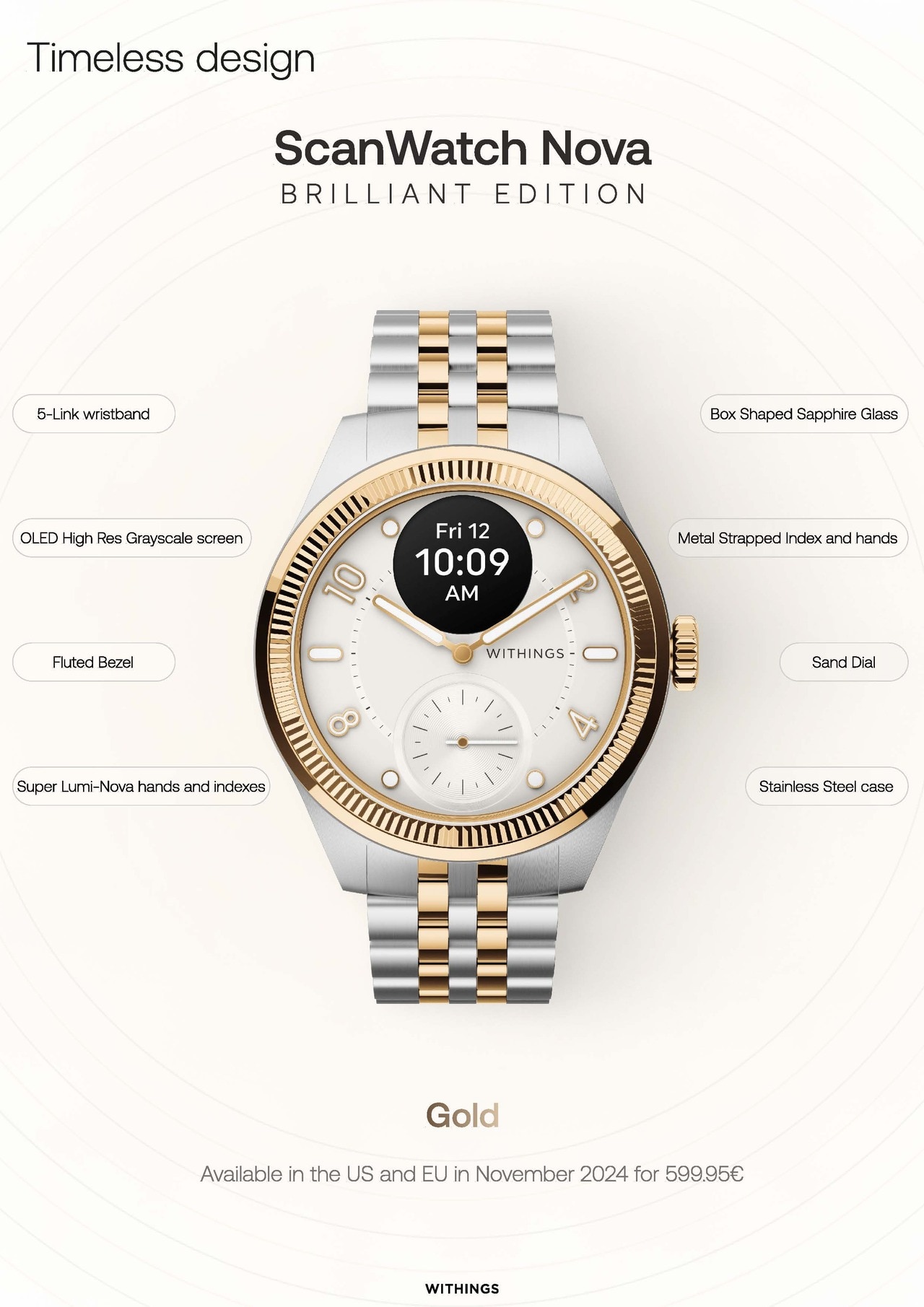 Withings WITHINGS ScanWatch NOVA Brilliant Edition Gold 39mm