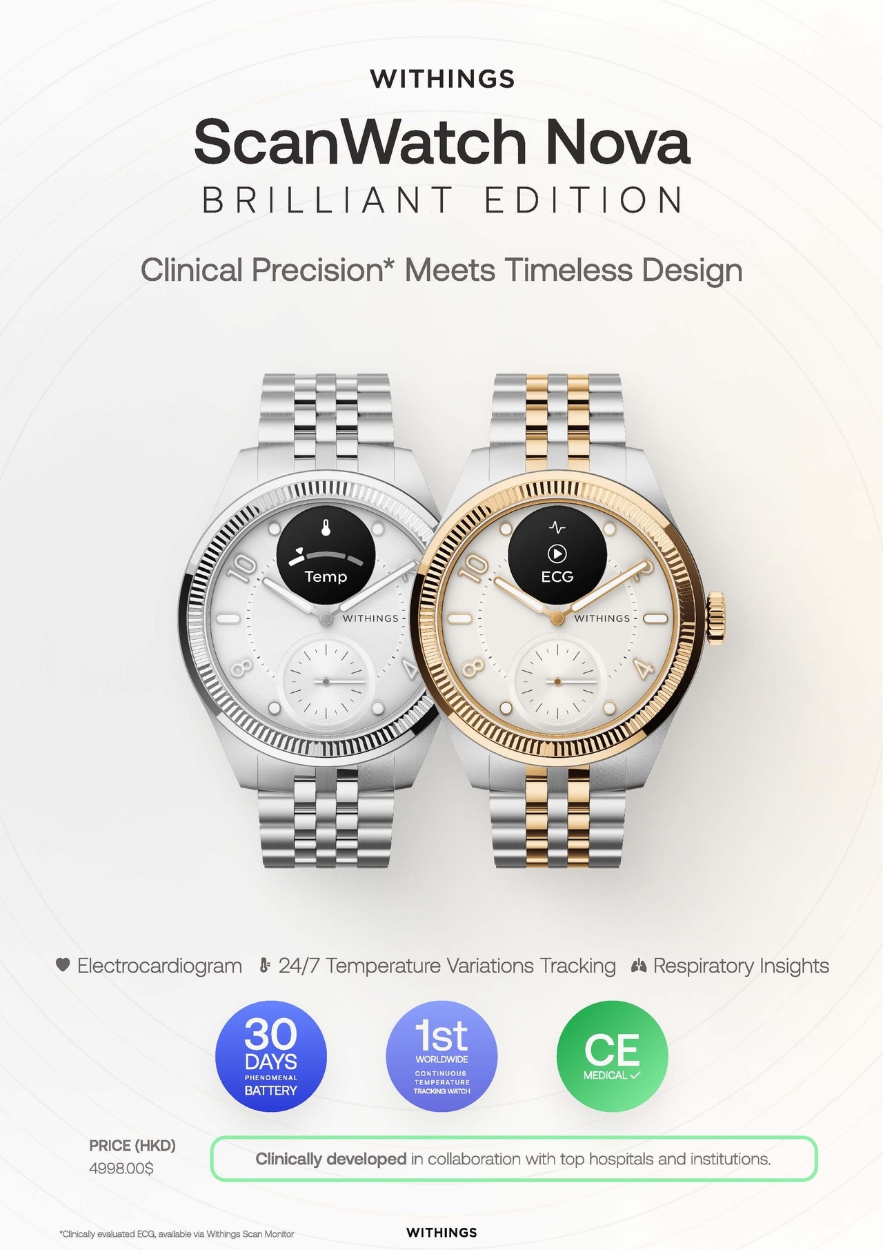 Withings WITHINGS ScanWatch NOVA Brilliant Edition Gold 39mm