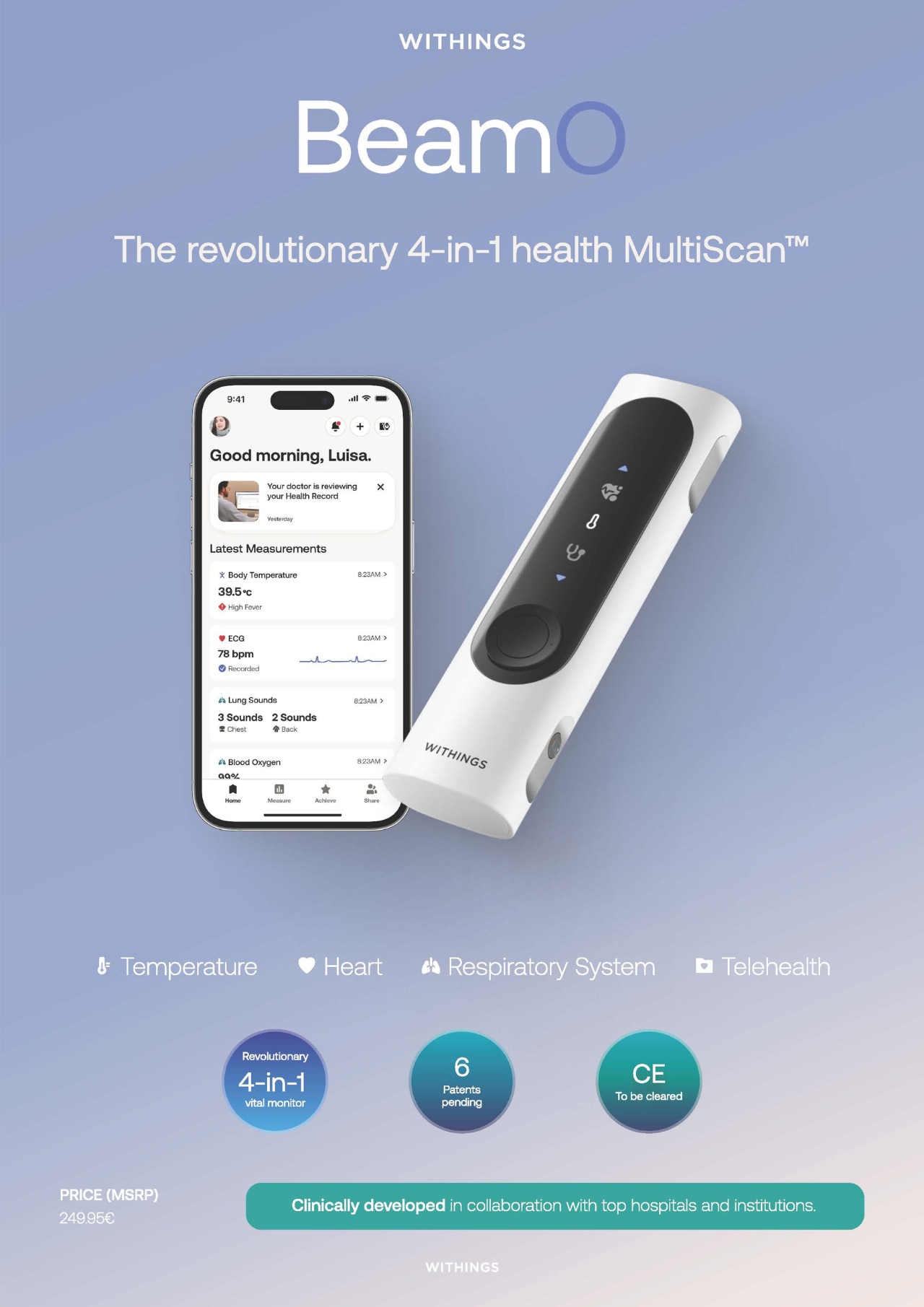Withings BEAMO 4合1 居家遠距 生理測量裝置