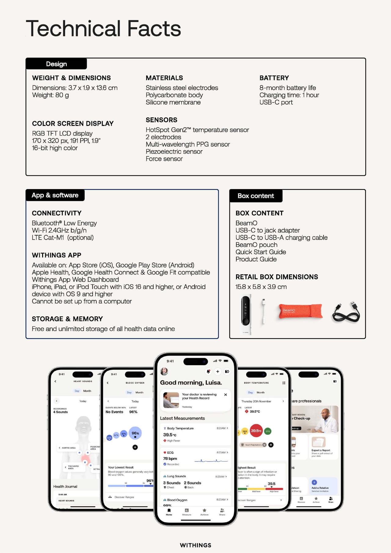 Withings BEAMO 4合1 居家遠距 生理測量裝置