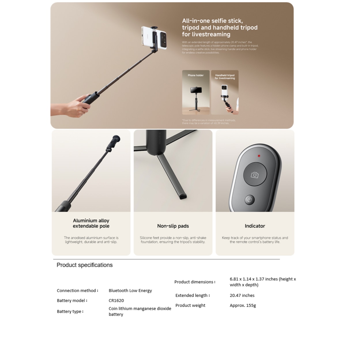 Xiaomi Selfie Stick Tripod Mini