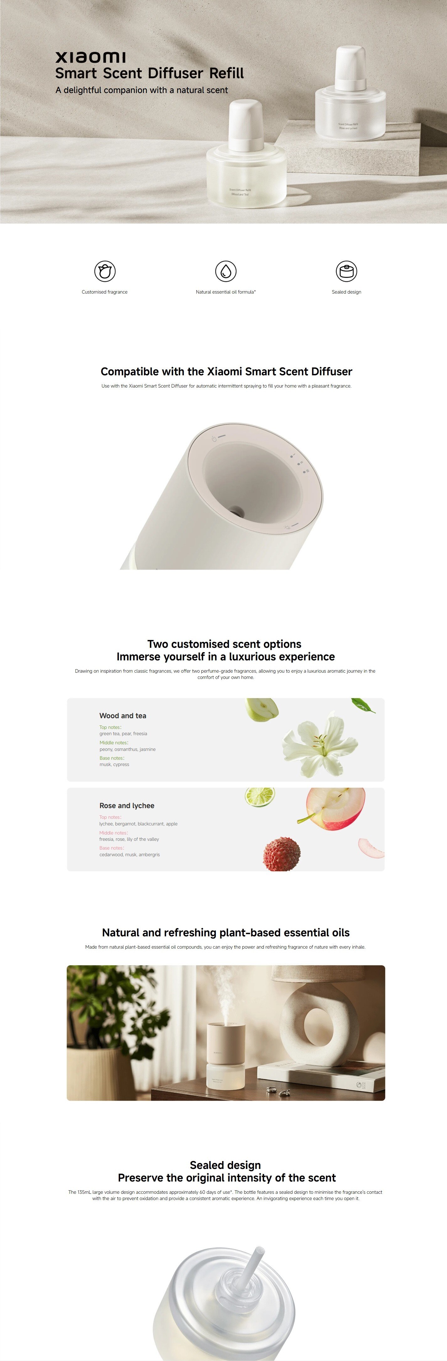 Xiaomi Smart Scent Diffuser Refill ( Wood and Tea)