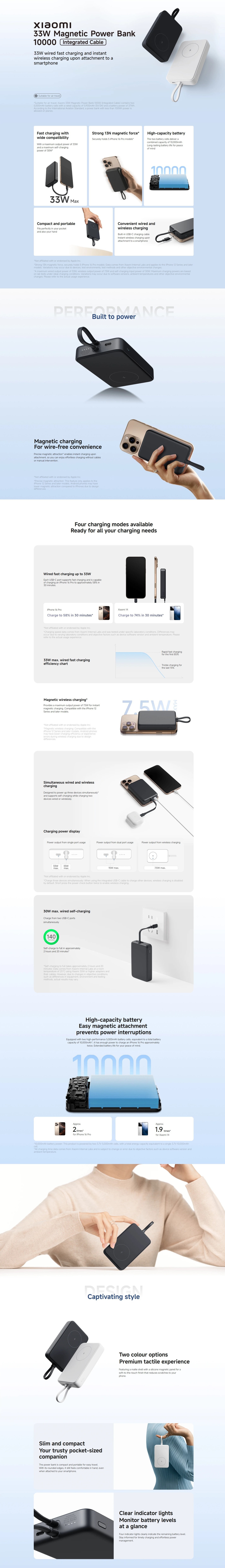 Xiaomi 33W 10000mAh Magnetic Power Bank (Integrated Cable)