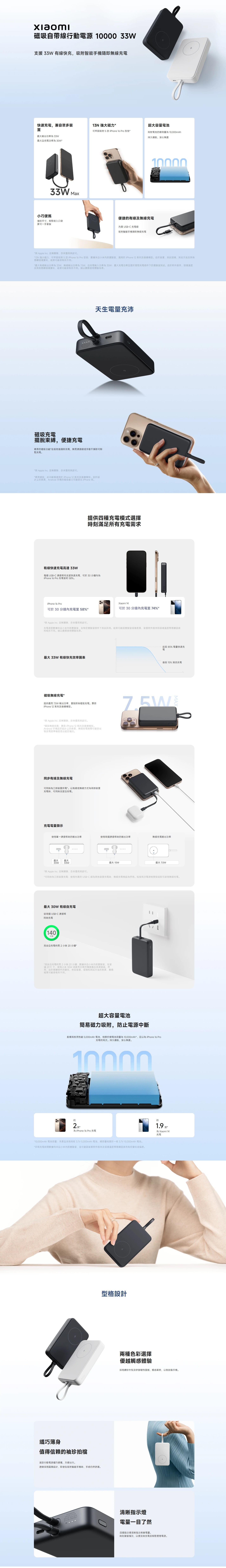 Xiaomi 小米 33W 10000mAh 磁吸自帶線行動電源