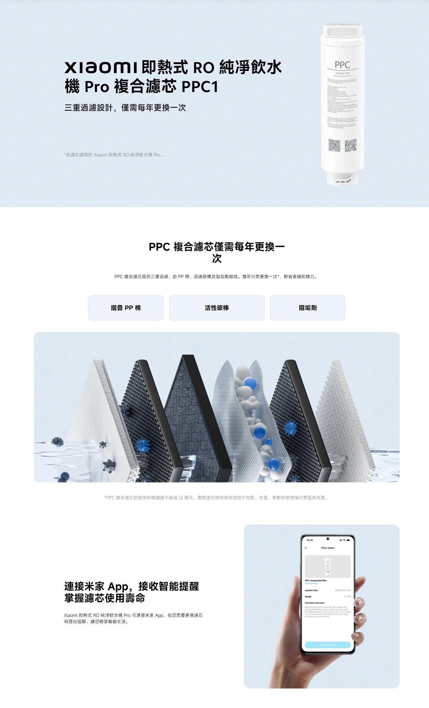 Xiaomi 小米 BHR8174GL 复合滤芯PPC1 (適用於BHR8176GB 即热式RO纯凈饮水机 Pro)