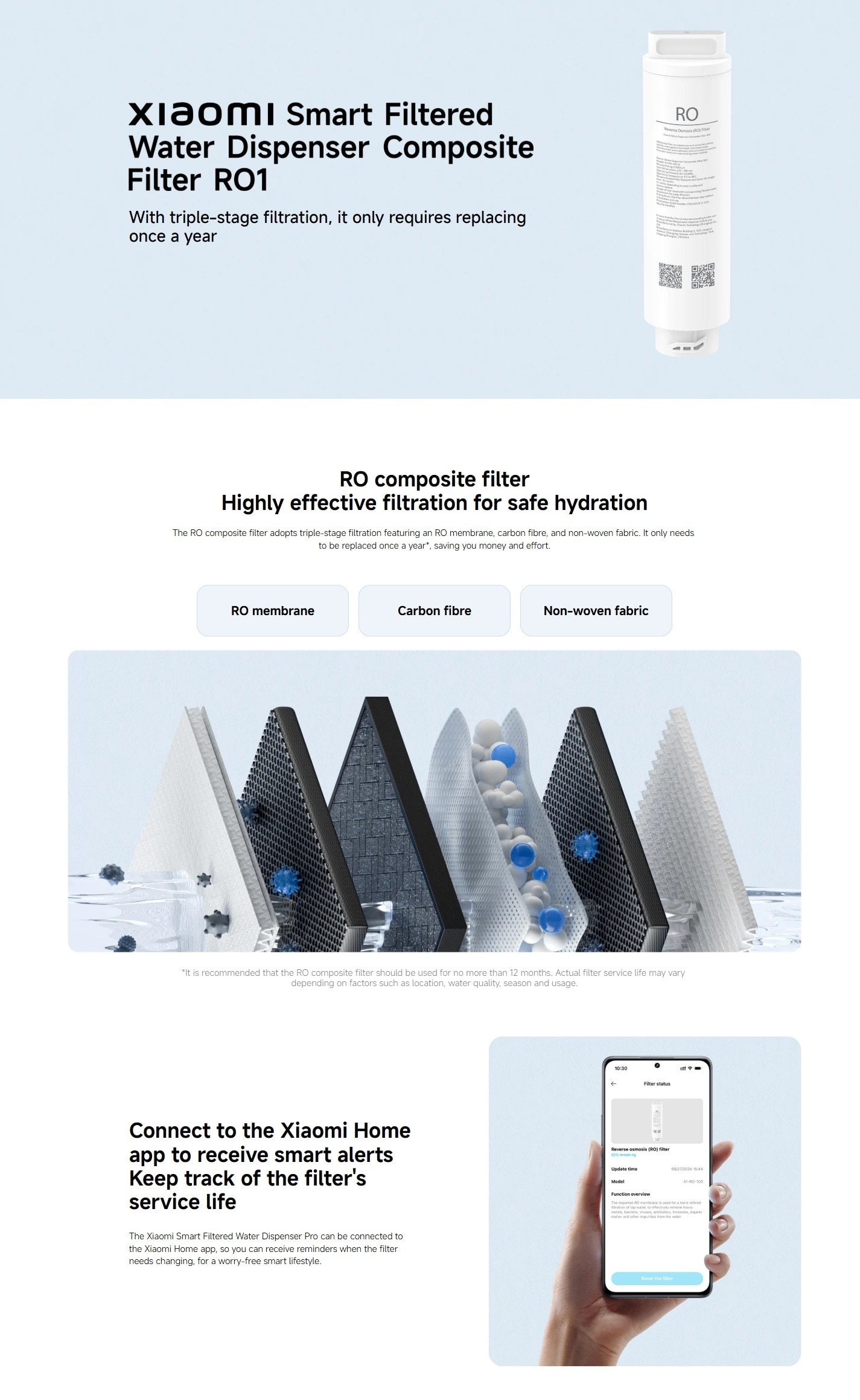 Xiaomi BHR8173GL Composite Filter RO1 for BHR8176GB Smart Filtered Water Dispenser