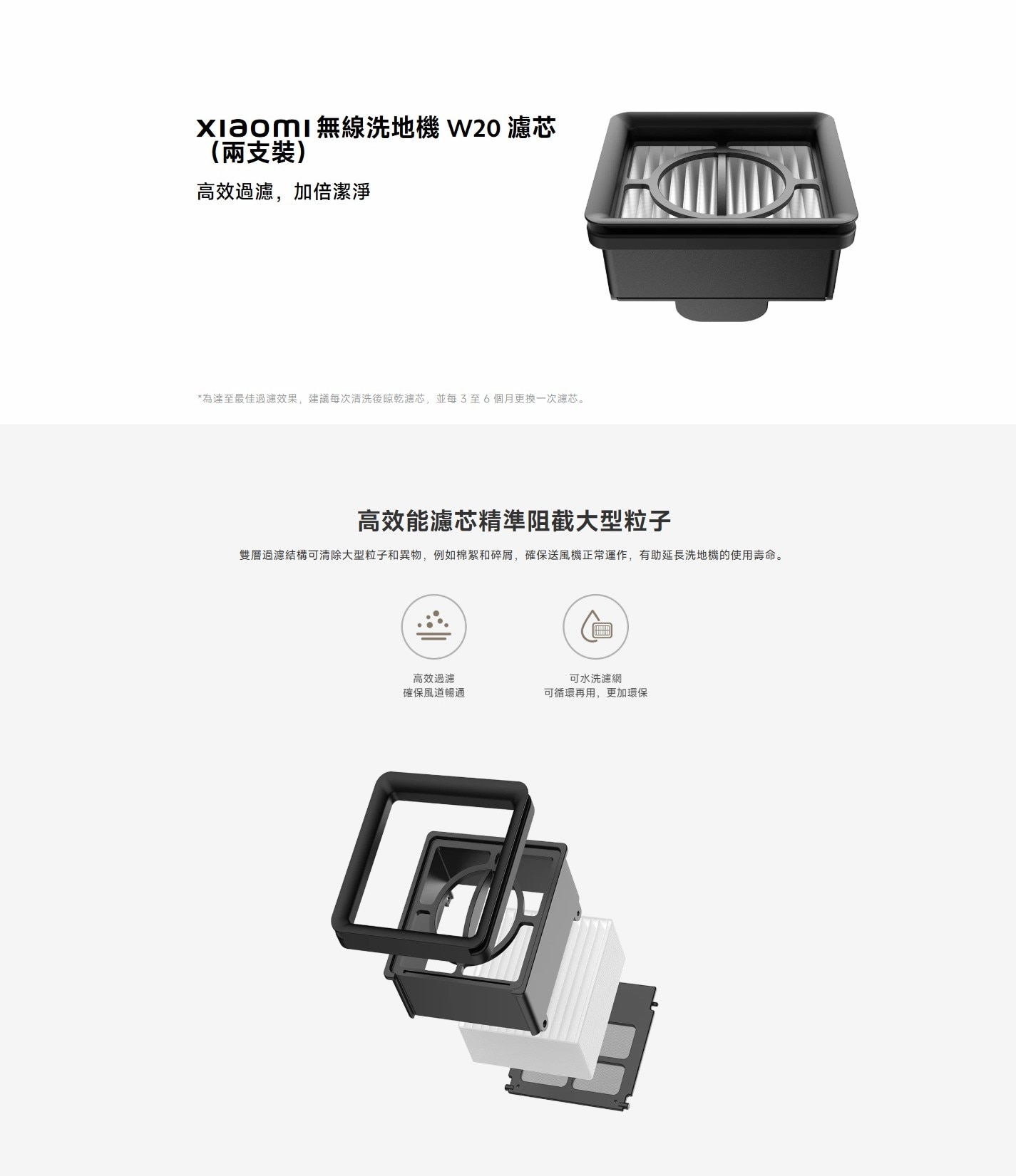 Xiaomi 小米 BHR8813GL 無線洗地機 W20 濾芯 (兩只裝)