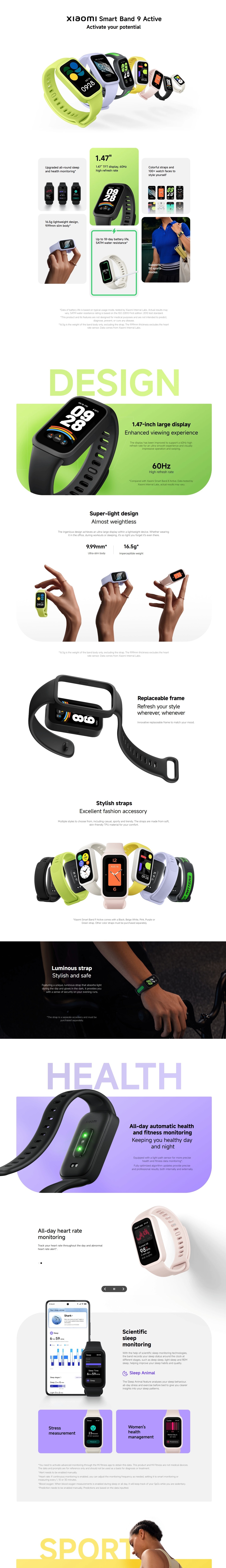 Xiaomi Smart Band 9 Active Smart Wearable