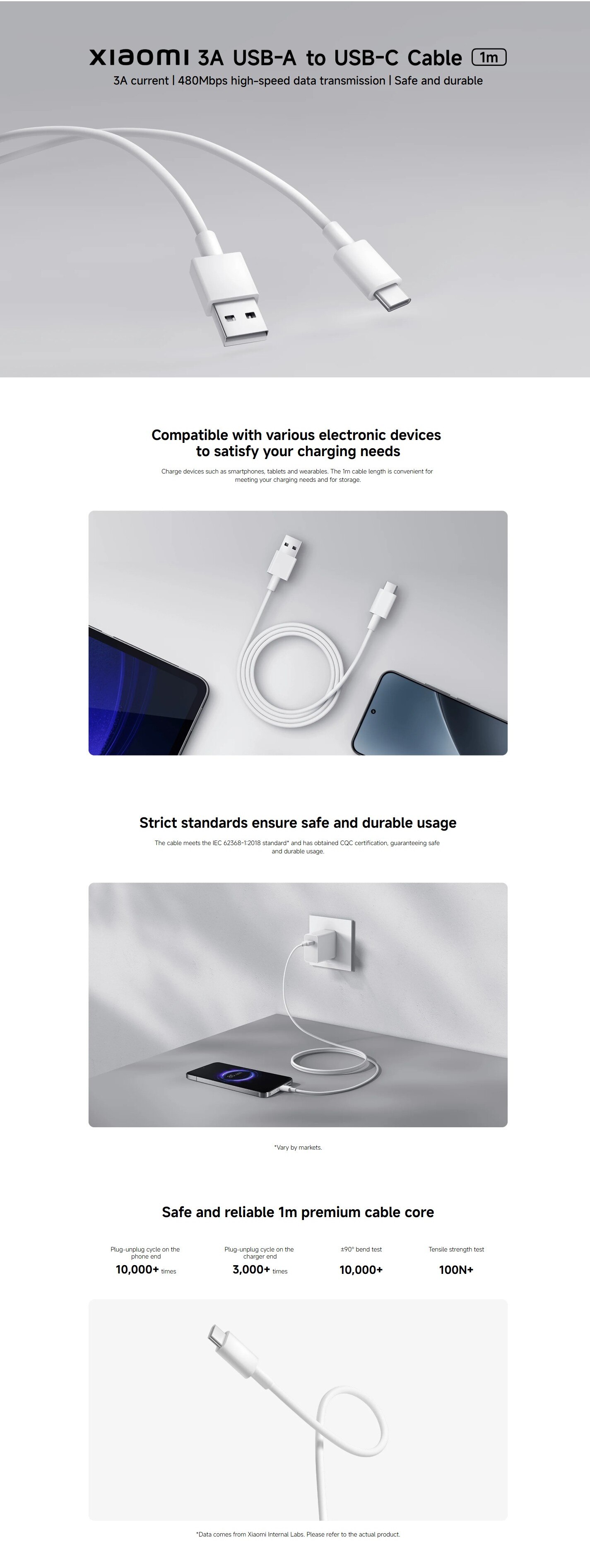 Xiaomi 3A USB-A to USB-C Cable (1m)