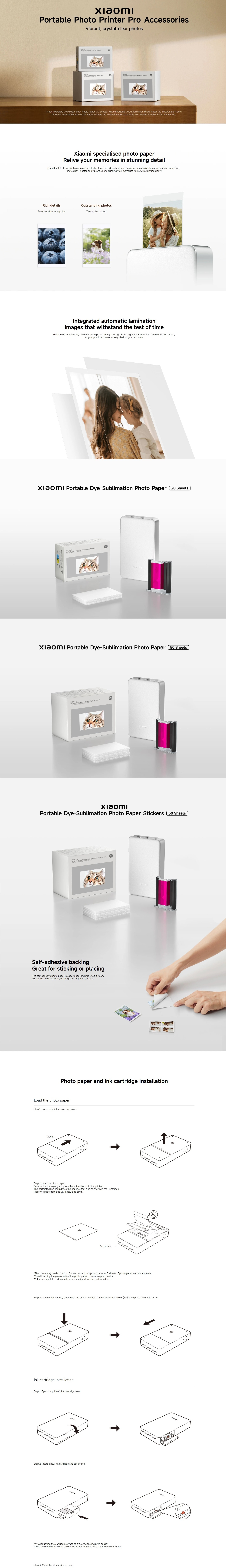 Xiaomi BHR082OGL Portable Dye-Sublimation Photo Paper Stickers (50 Sheets)