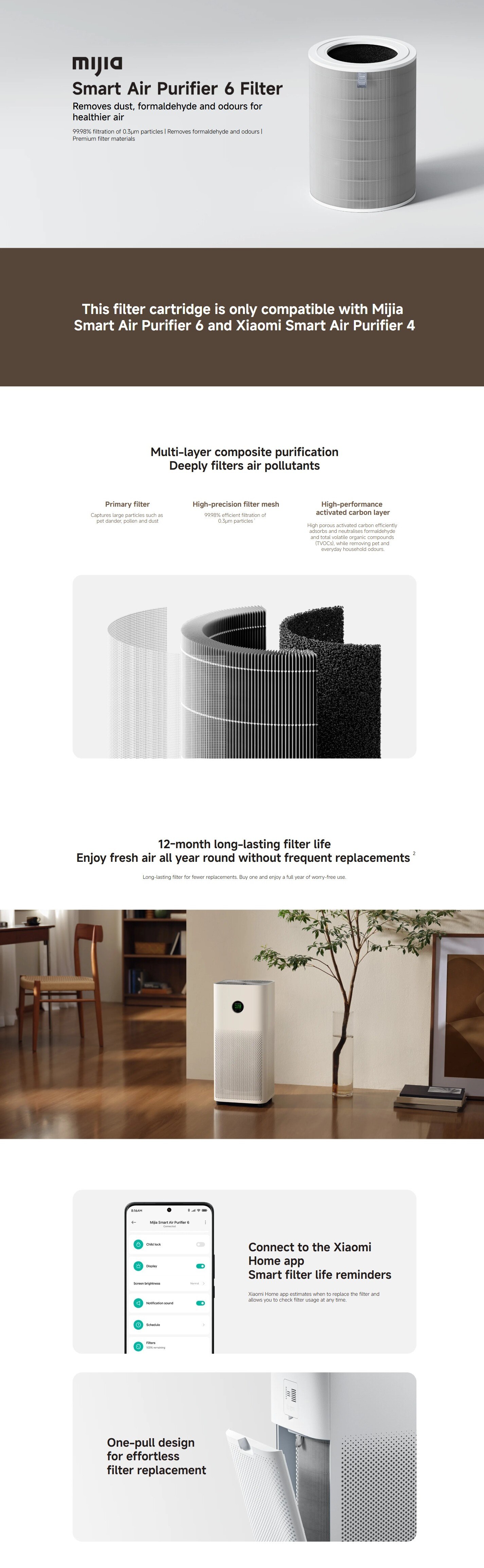 Xiaomi BHR08O9GL Smart Air Purifier 4 & 6 Filter