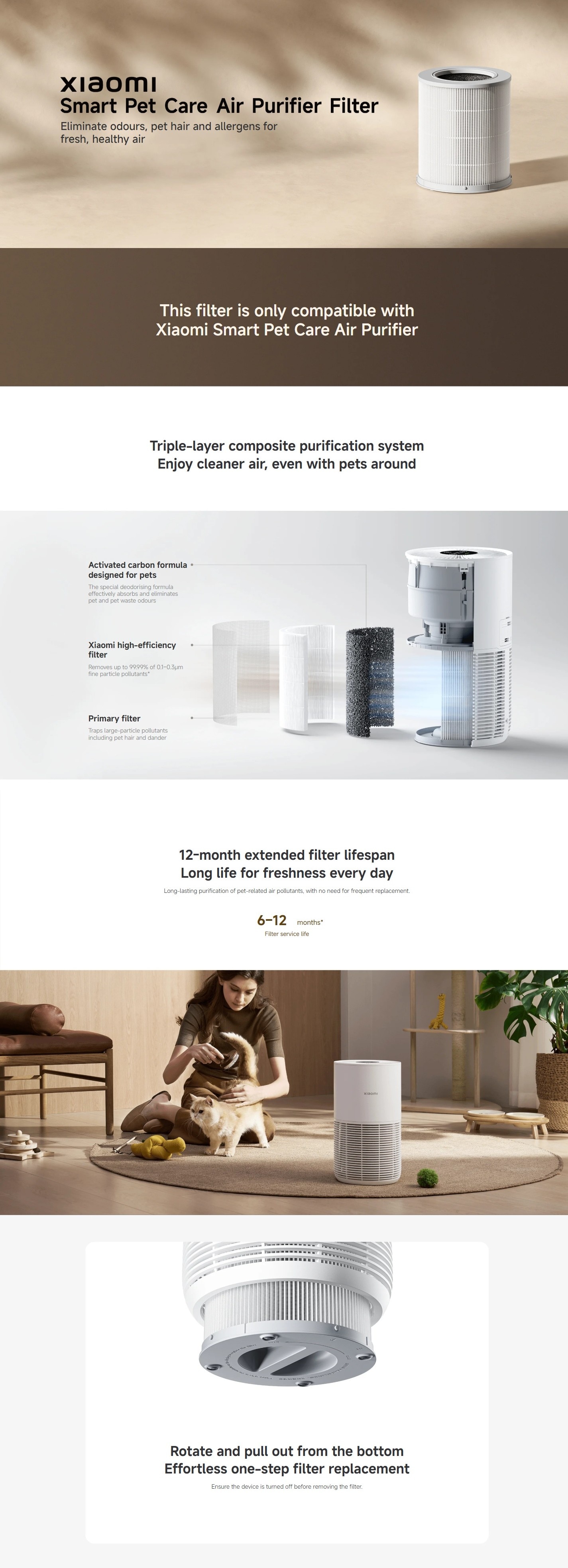 Xiaomi BHR9968TY Smart Pet Care Air Purifier Filter
