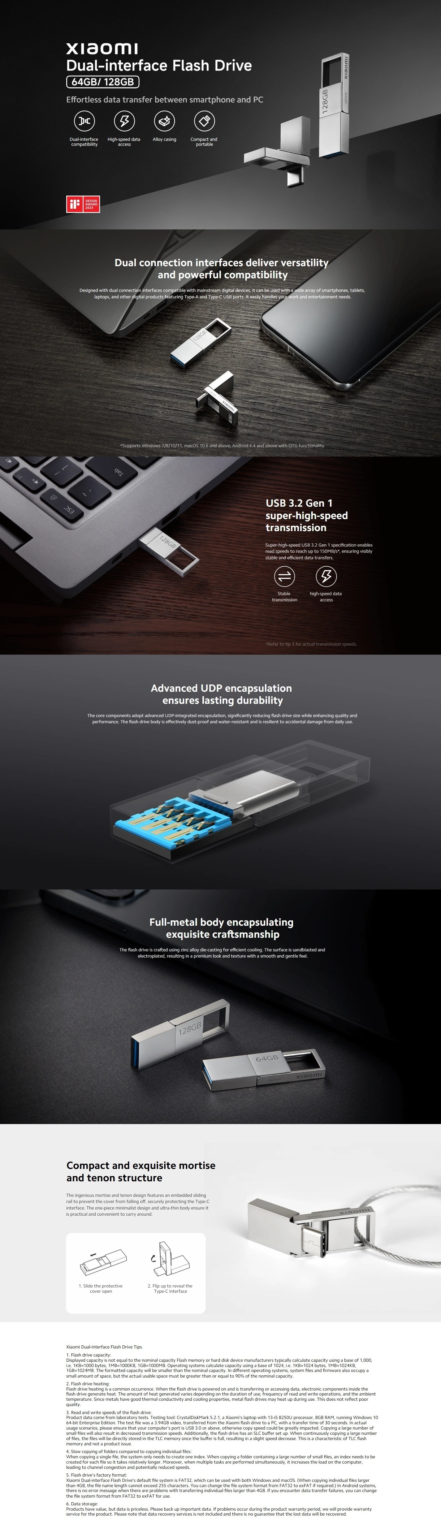 Xiaomi BHR8816GL 128GB Dual-interface Flash Drive (USB-A/C)