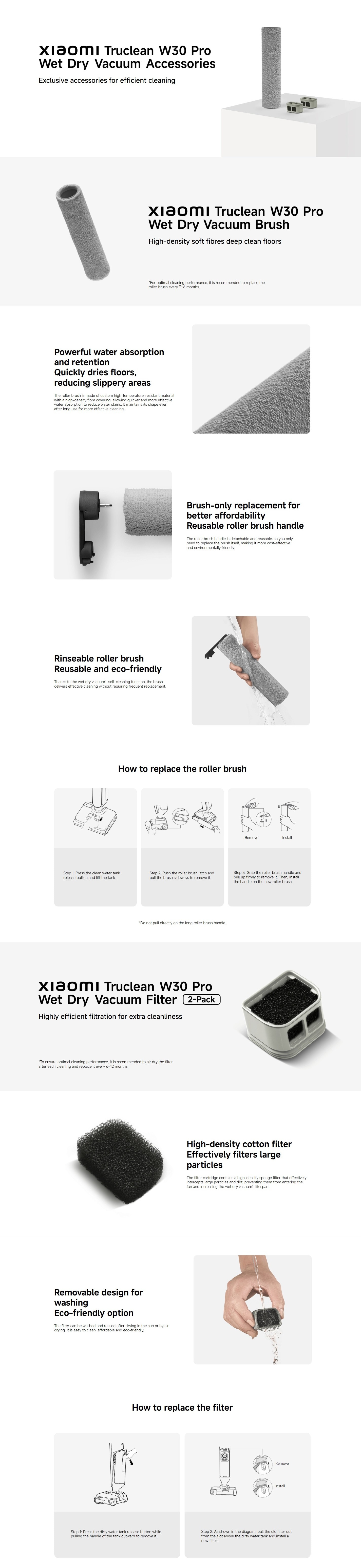 Xiaomi BHR08GTGL Truclean Wet Dry Vacuum Brush of W30 Pro