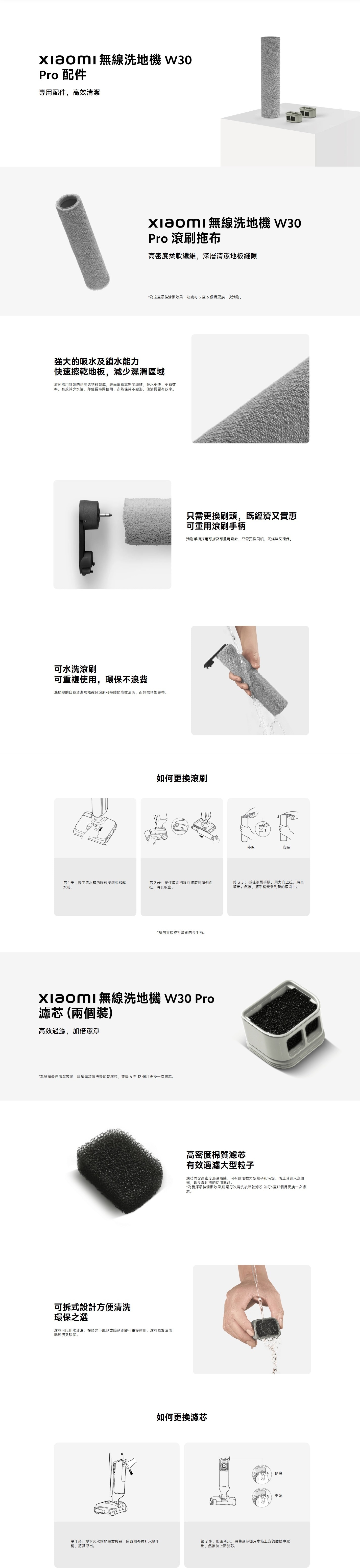 Xiaomi 小米 BHR08GTGL 無線洗地機 W30 Pro 滾刷拖布