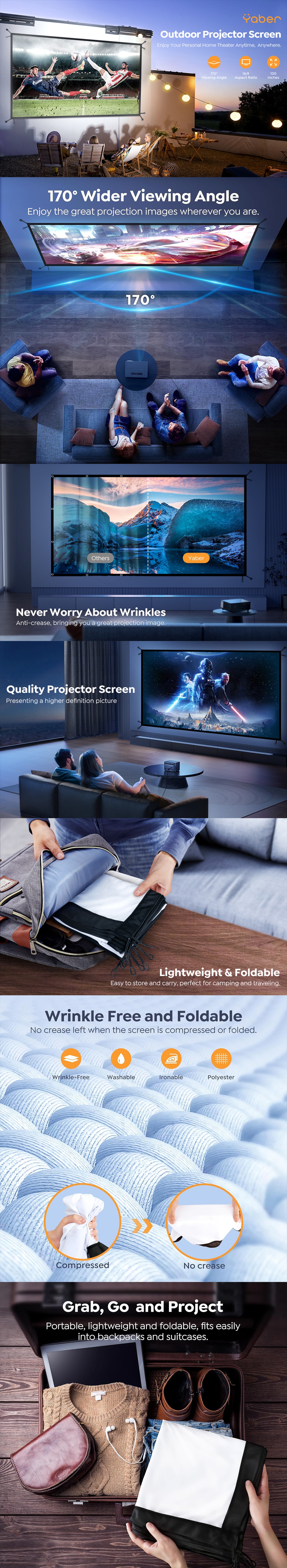 Yaber YS-100F 防水抗皺高清4K 100吋便攜螢幕