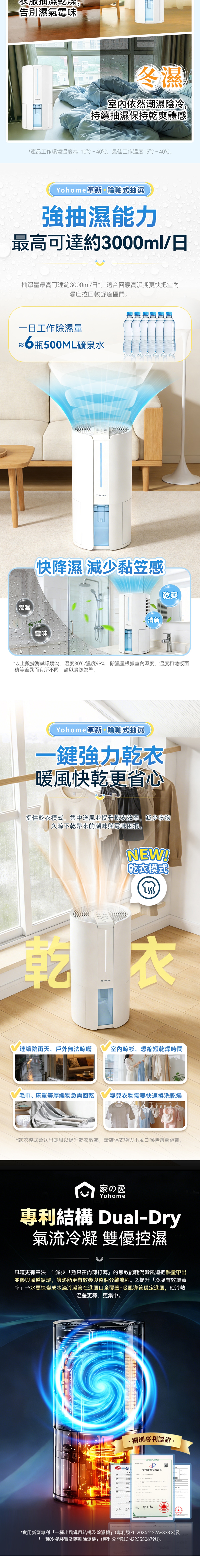 Yohome HL200 轉輪式Dual-Dry專利四季控濕暖風乾衣4L大空間抽濕機 抽濕機