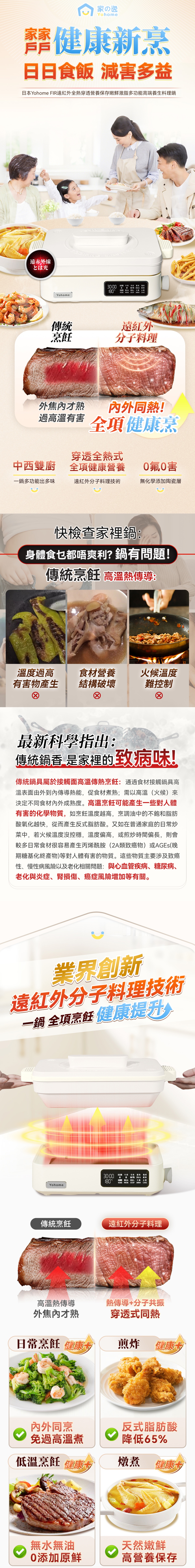 Yohome YH-020 FIR遠紅外全熱穿透營養保存嫩鮮澈脂多功能高端養生料理鍋