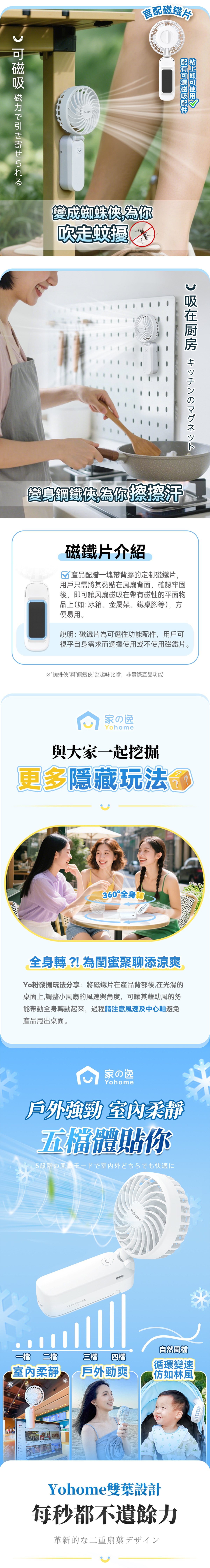 Yohome YH-025 Double blade strong wind long endurance wireless mini Fan