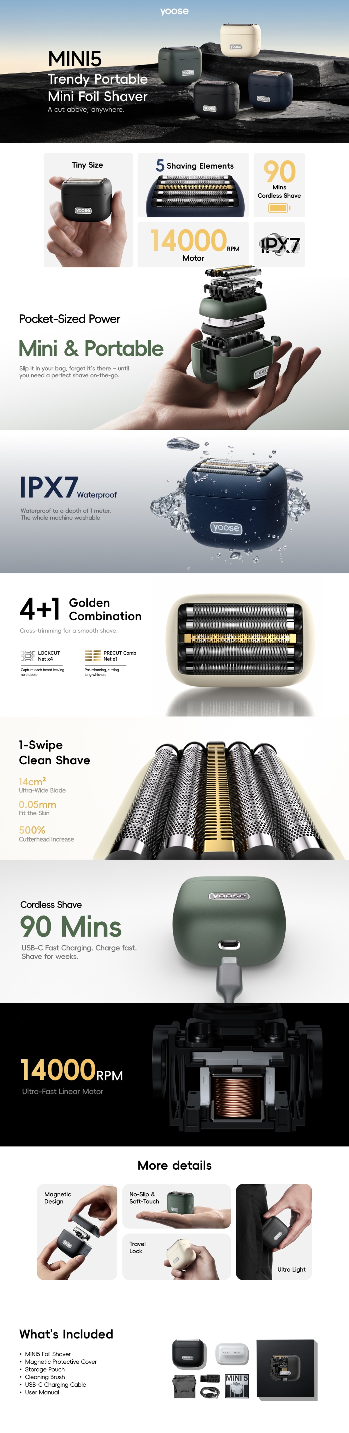 Yoose Mini 5 Portable Mini Foil Shaver