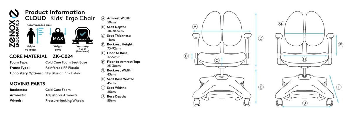 Zenox Kids Cloud Ergonomic Chair