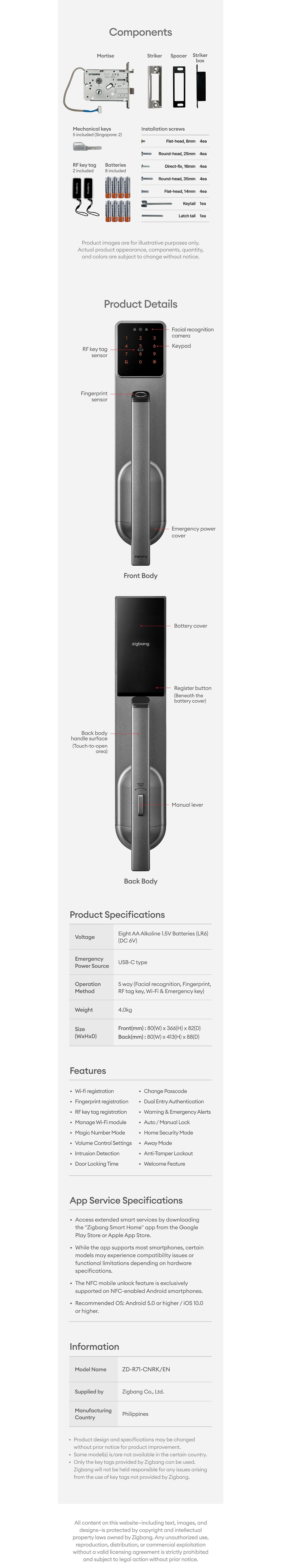 Zigbang Care C1 Pro Door Lock ZD-R71