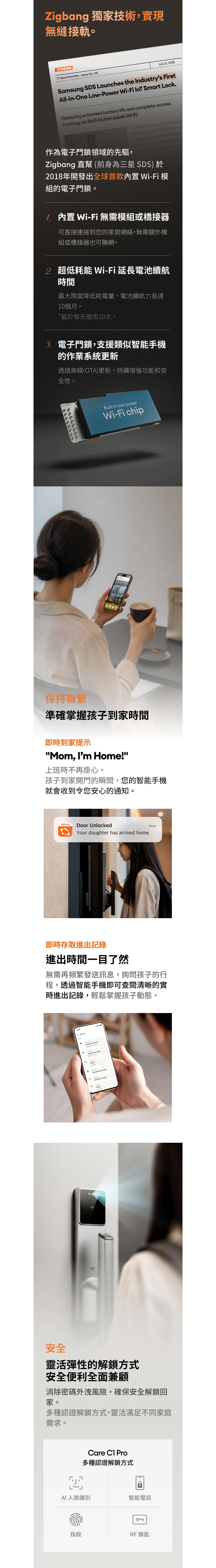 Zigbang Care C1 Pro 電子門鎖 ZD-R71