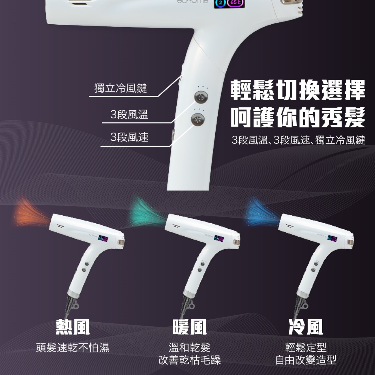 ecHome 億世家 HD1600W 1600W雙離子速乾風筒