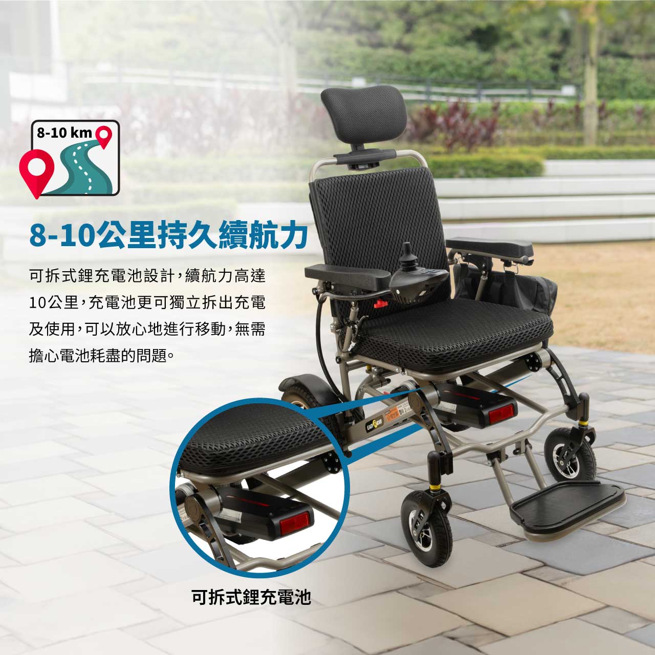 ecHome 電動輪椅 可調校傾斜角度/可摺疊 WC250L