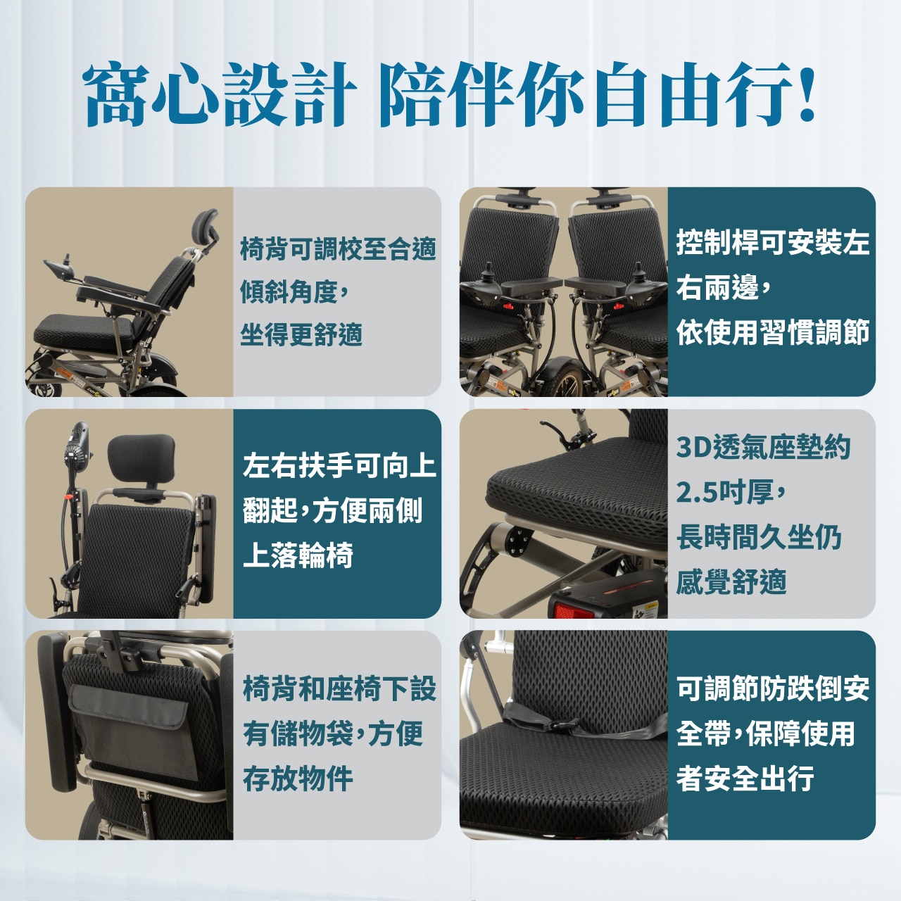 ecHome 電動輪椅 可調校傾斜角度/可摺疊 WC250L