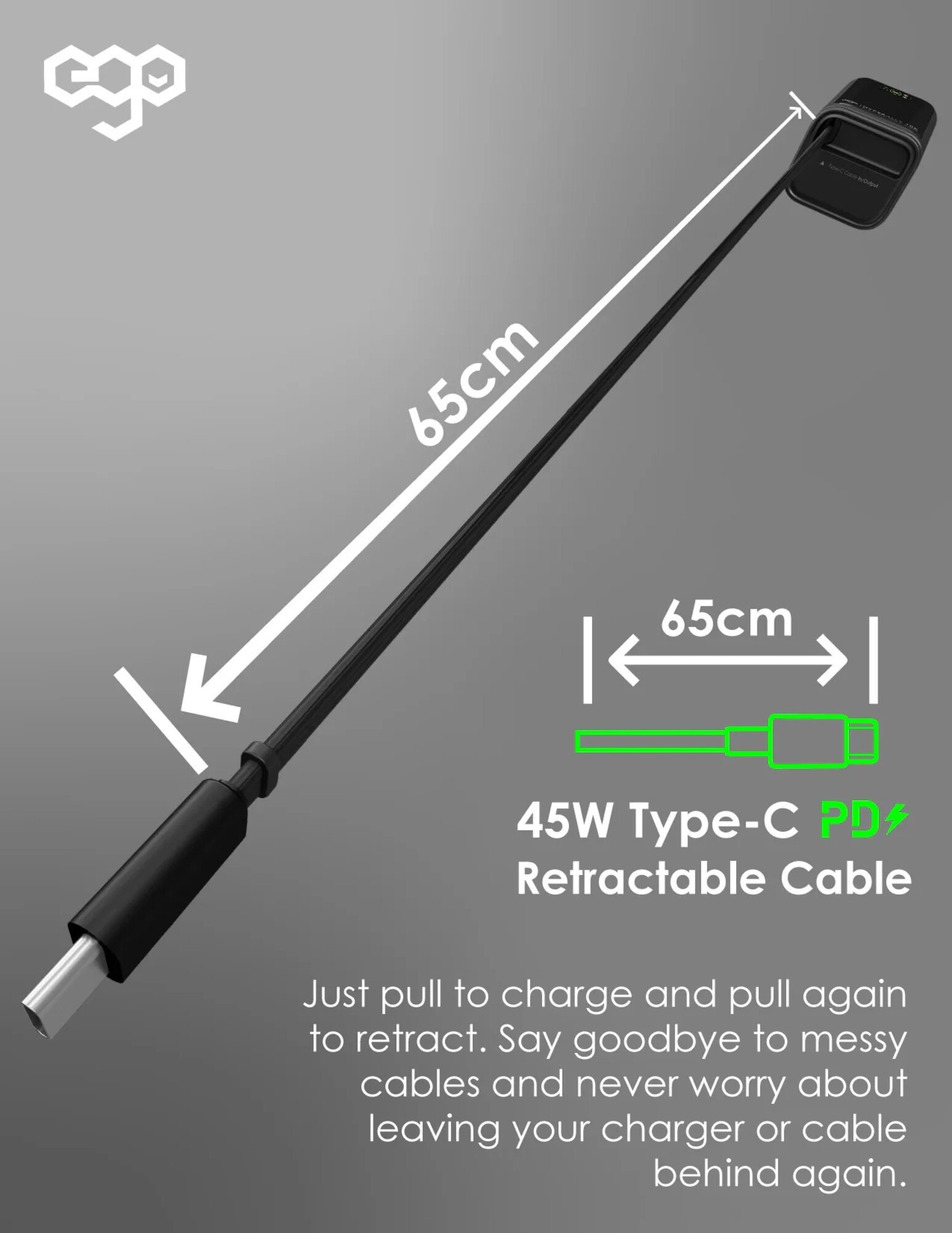 ego HA10 10000mAh 45W 內置線行動電源